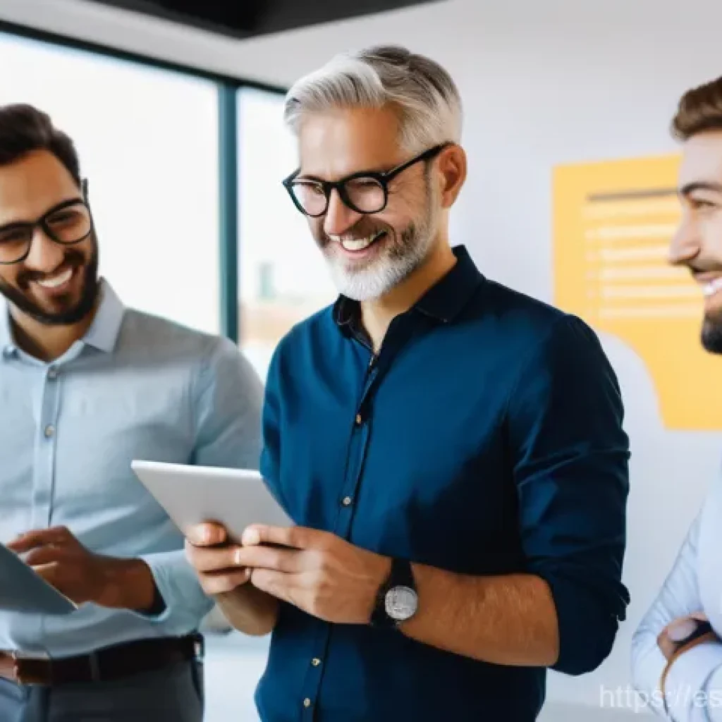 집단지성의 개념과 원리 - **Prompt:** A diverse group of four professionals, spanning various ages and backgrounds, are active...