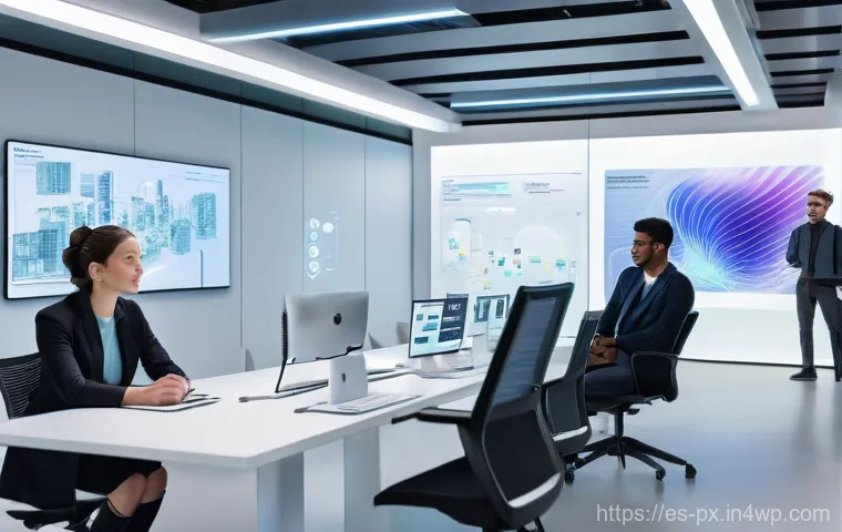 집단지성 플랫폼의 특징 - **Prompt:** A multi-panel artistic rendering showcasing various forms of online collaboration. In on...