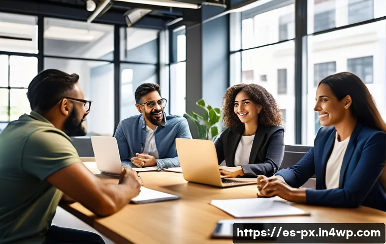 집단지성과 협업의 중요성 - A diverse professional team in a modern office setting, consisting of Hispanic men and women of vari...